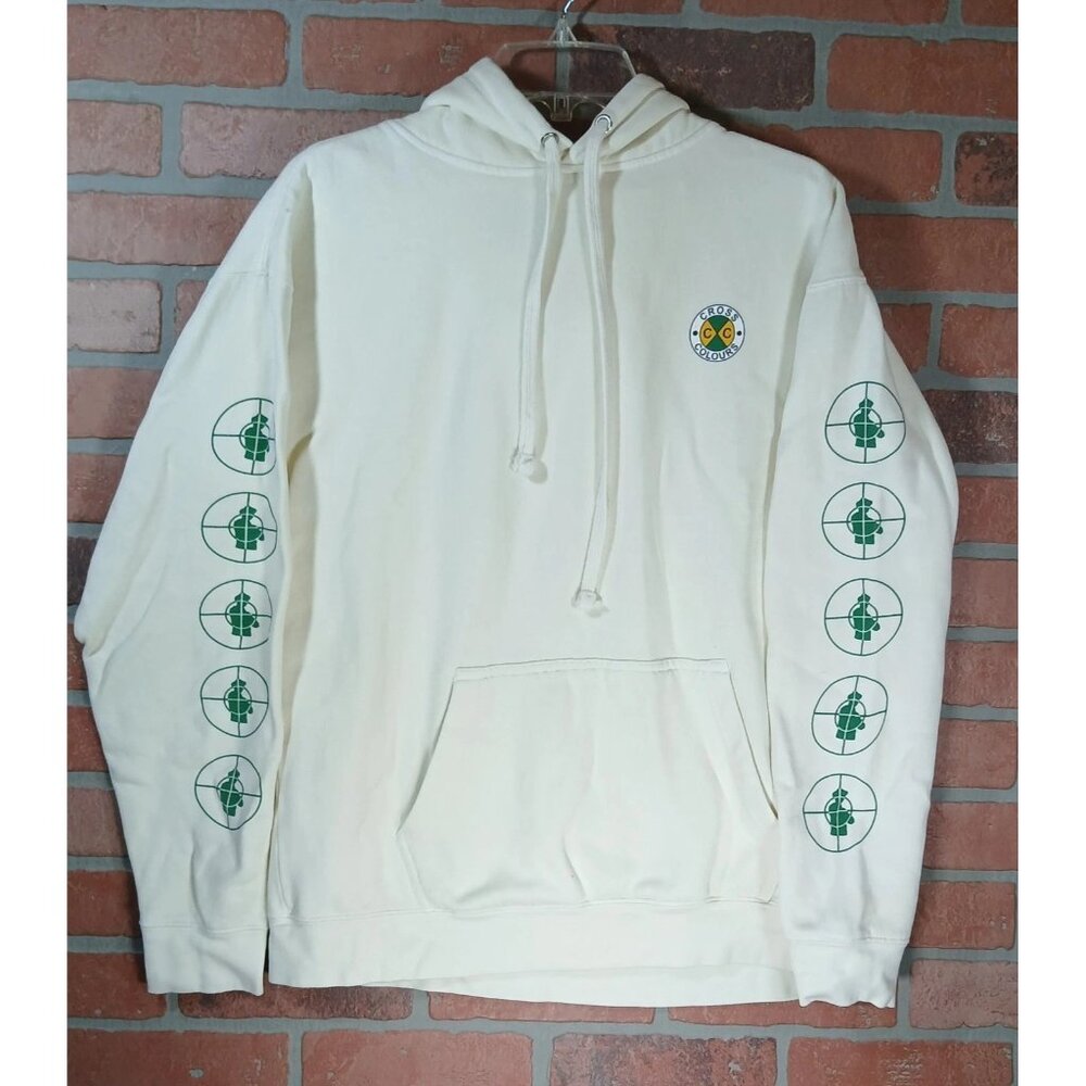 Cross Colours Public Enemy Hoodie Mens Medium Cream Fight the Power Sweatshirt